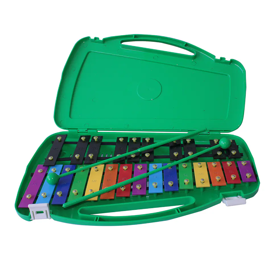 Metalófono Cromático De 25 Tonos Verde + Baqueta Adicional 1