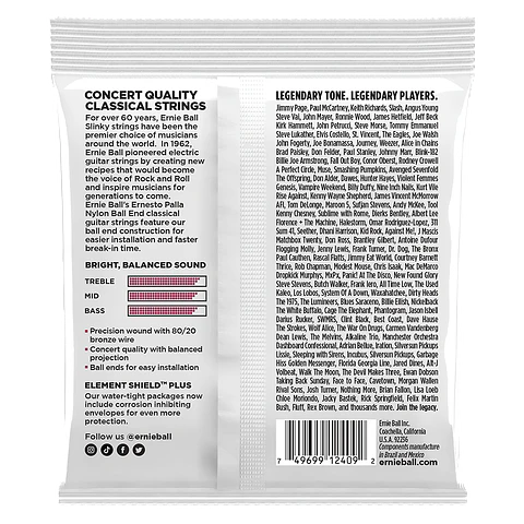 Cuerdas Black / Gold Guitarra Clásica Ernesto Palla Ernie Ball 2409