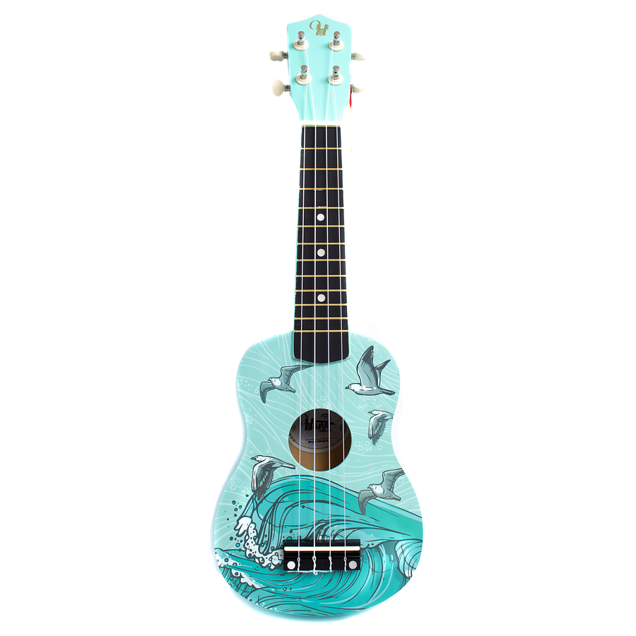 Ukelele Soprano Hana diseño Mar con cuerdas Aquila + Funda Hn-sea Open Box