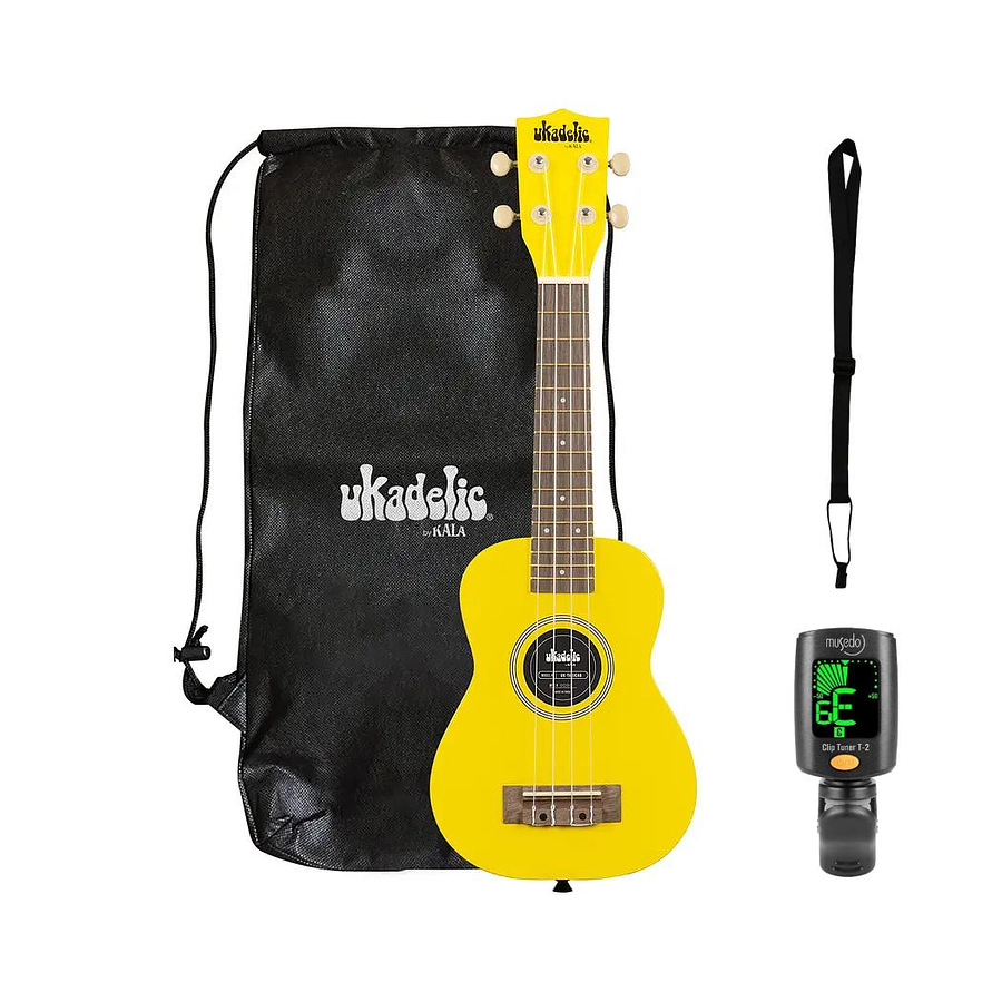 Pack Ukelele Sopr. Kala Ukadelic Taxicab+Clip+Correa Allegro