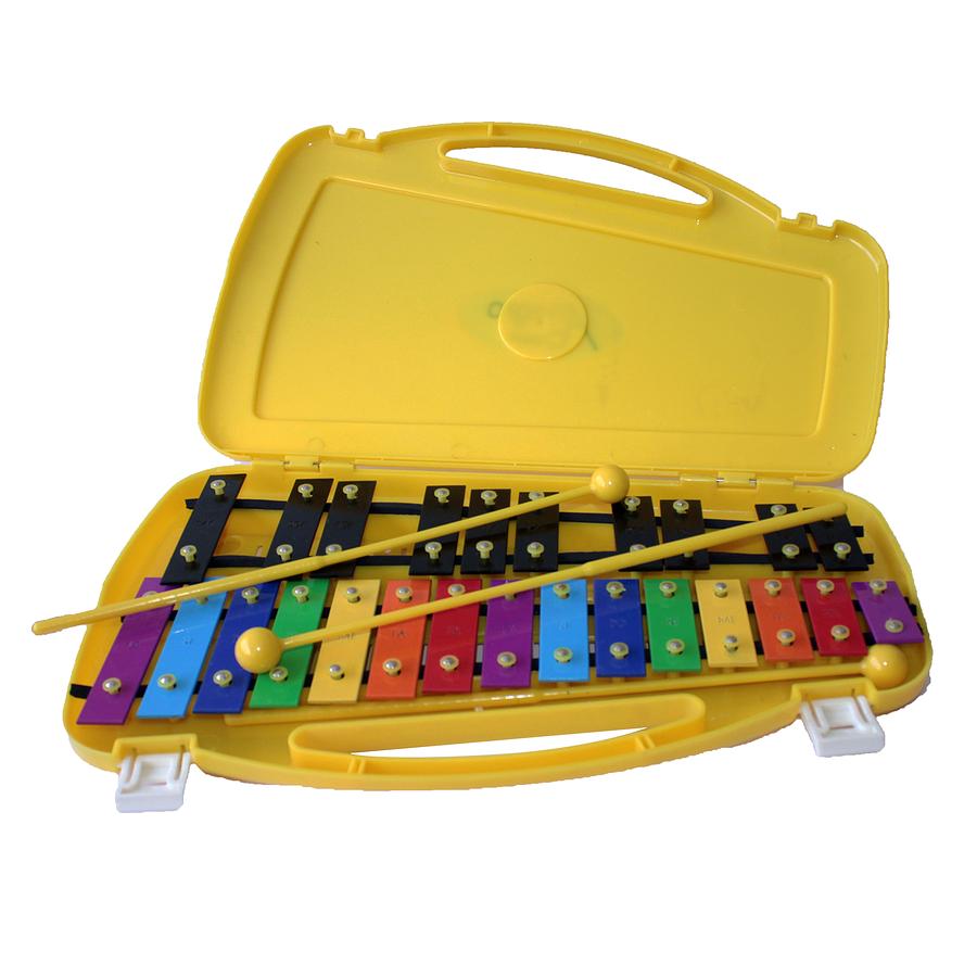 Metalófono Cromático De 25 Tonos Amarillo All25Sd +  Baqueta Adicional  Open Box