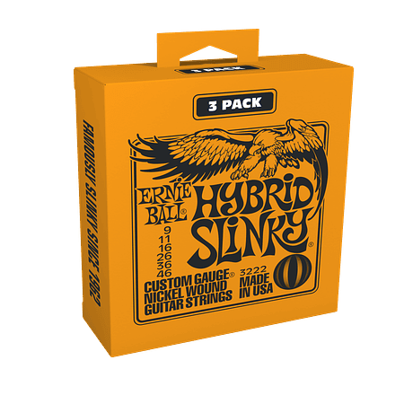 Pack de 3 set de cuerdas Ernie Ball Hybrid Slinky Nickel 9 - 46