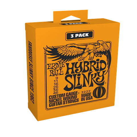 Pack de 3 set de cuerdas Ernie Ball Hybrid Slinky Nickel 9 - 46
