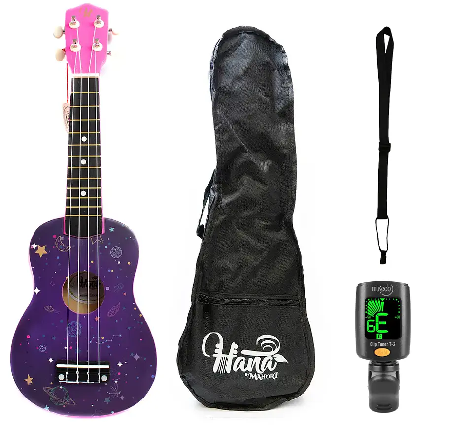 Pack Ukelele Soprano Hana Galax+Funda+Afinador+Strap Allegro 1