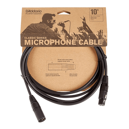 Cable Micrófono XLR 3m PW-CMIC-10 Planet Wave Daddario