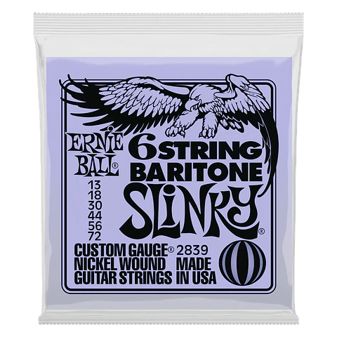 Set de cuerdas Ernie Ball guitarra barítono 5/8 Slinky 13-72