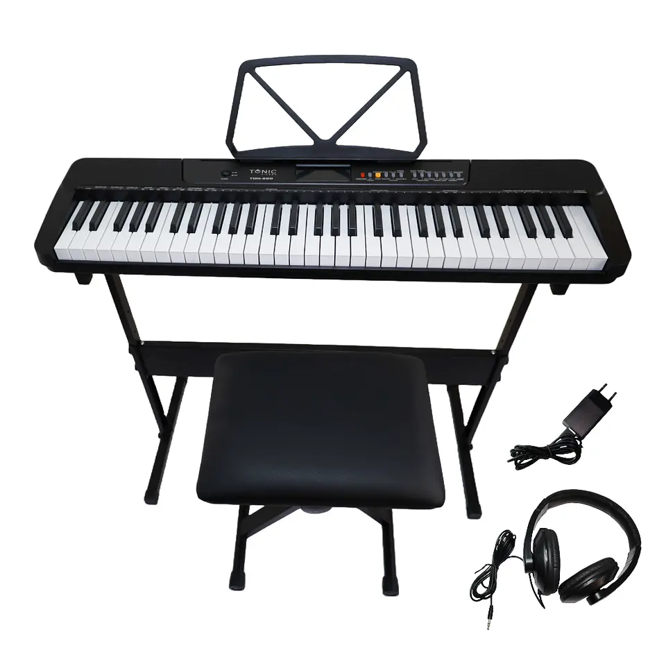 Teclado Musical Piano 61 Notas +Stand+Silla+Aud BLK Ton 650 1