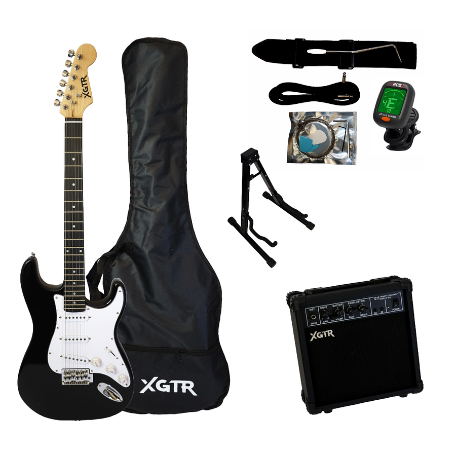 Pack Guitarra Eléctrica Black ST111 BK, Amp 15w XGTR