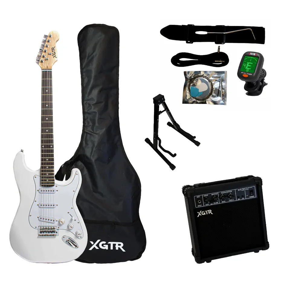 Pack Guitarra Eléctrica White ST111 WH, Amp 15w XGTR 1