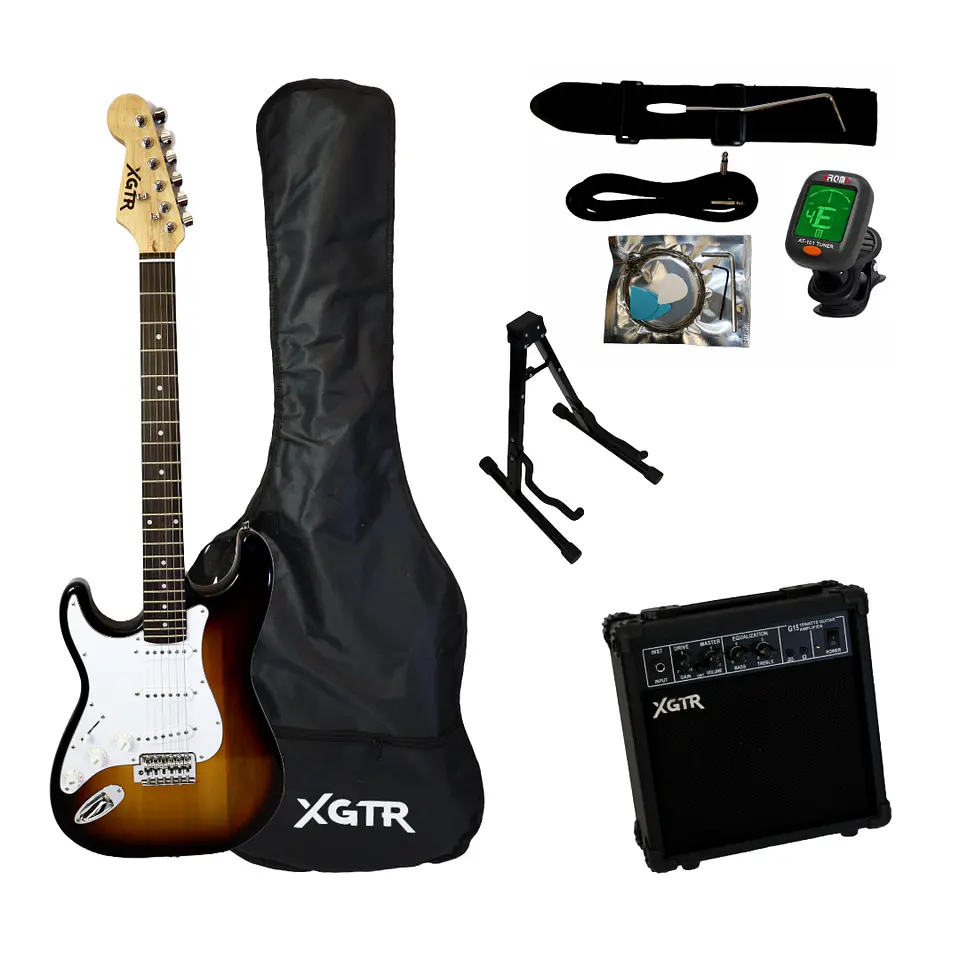 Pack Guitarra Eléctrica LeftHand Sunb. ST111, Amp 15w XGTR 1