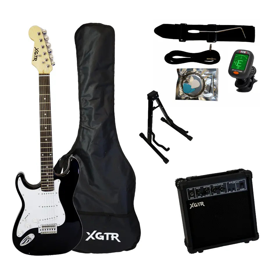 Pack Guitarra Eléctrica Left Hand Black ST111, Amp 15w XGTR 1