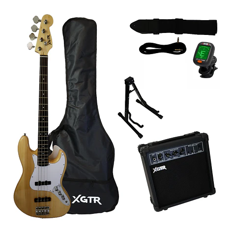 Pack Bajo Eléctrico Jazz Natural Jb100 Nt, Amp 15w Xgtr