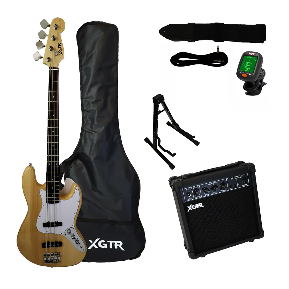 Pack Bajo Eléctrico Jazz Natural Jb100 Nt, Amp 15w Xgtr 1