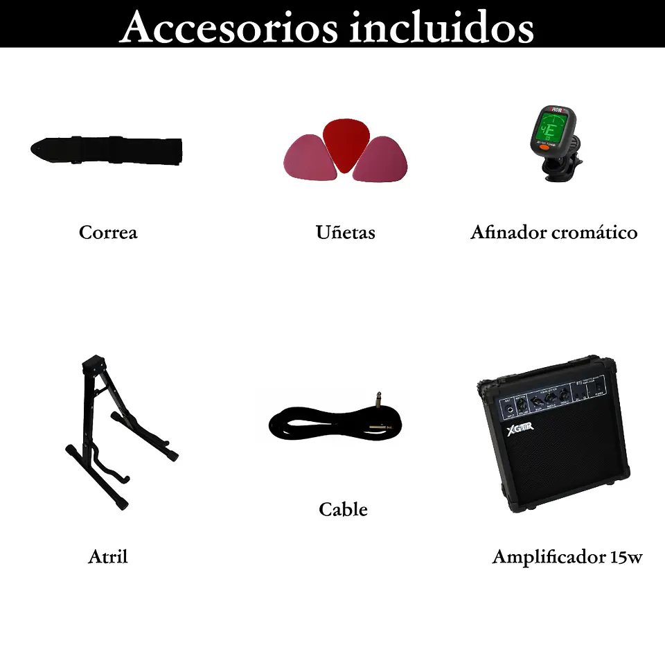 Pack Bajo Eléctrico PrecissionSunburst PB100SB, Amp 15w XGTR 6