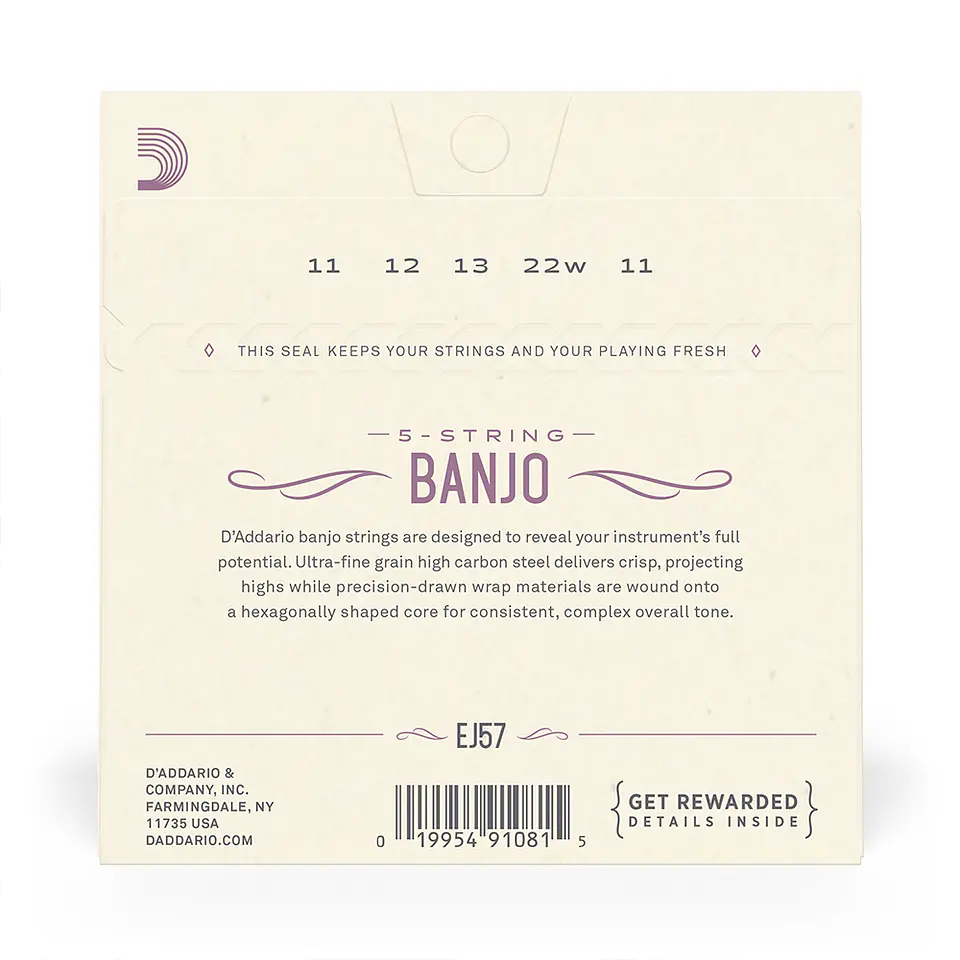 Set de cuerdas Banjo Nickel Custom EJ57 Med Daddario 3