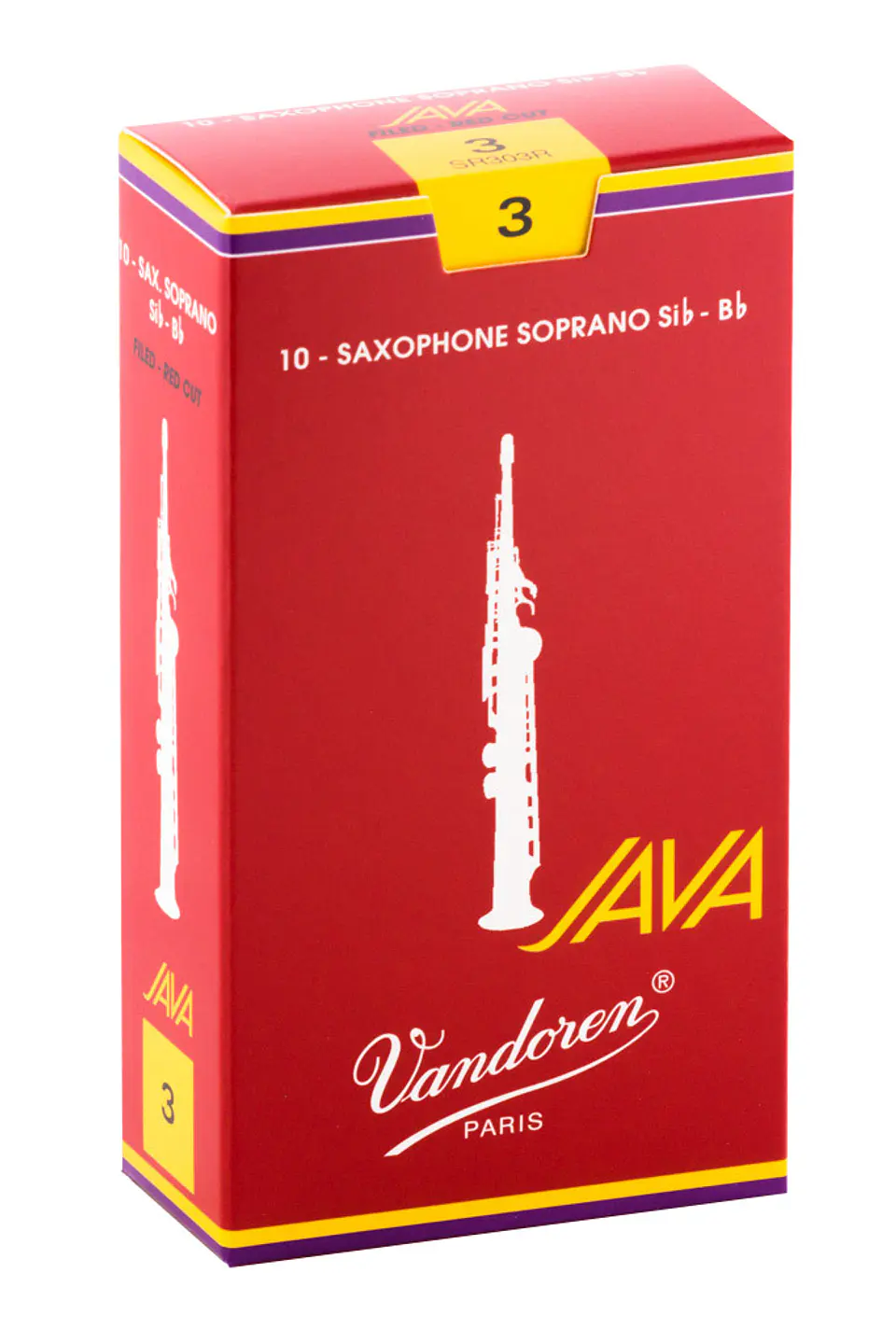 Cajas de cañas Saxo Soprano JAVA RED Nº SR303R 3 Vandoren 1