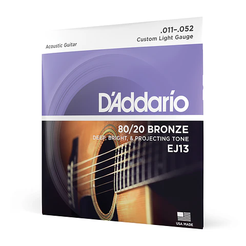 Set Cuerdas Guitarra Acústica 80/20 Blandas Ej13 Daddario