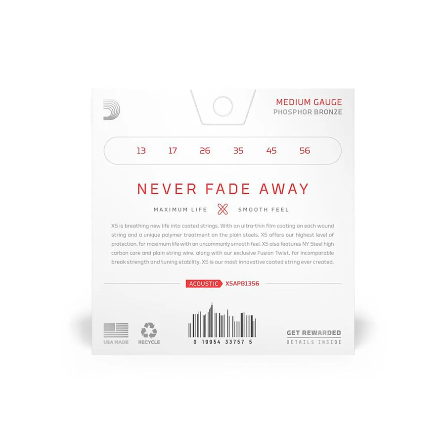 Set cuerdas guitarra acústica XS PB Med XSAPB1356 Daddario