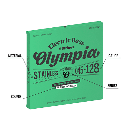 Set de 5 Cuerdas Bajo Eléctrico 45-128 PF-B45128/FW Olympia