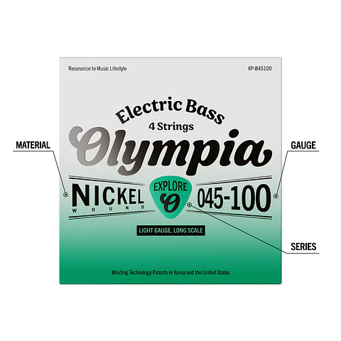 Set Cuerdas Bajo Eléct Flatwound 45-100 PF-B45100/FW Olympia