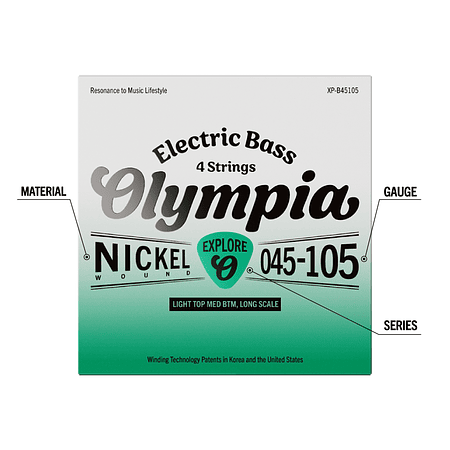 Set de Cuerdas para Bajo Eléctrico 45-105 XP-B45105 Olympia