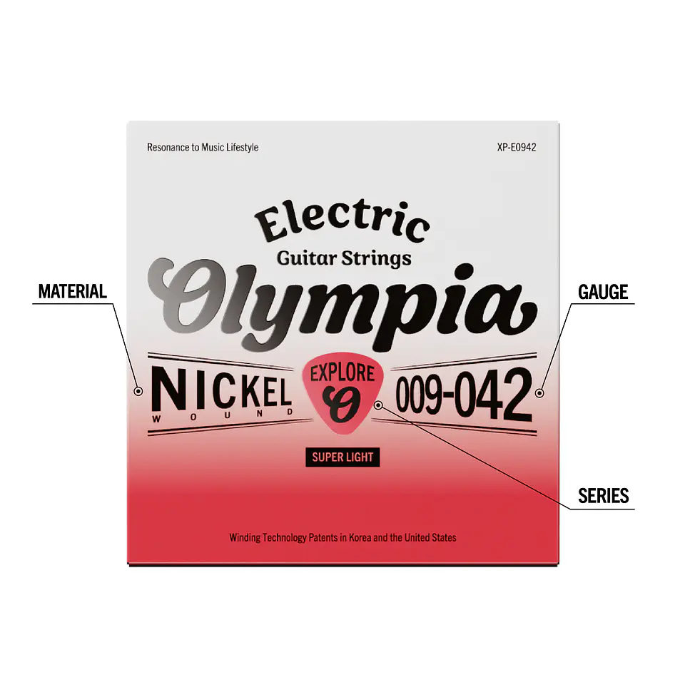 Set guitarra eléctrica Extralight 9-42 XP-E0942 Olympia 2