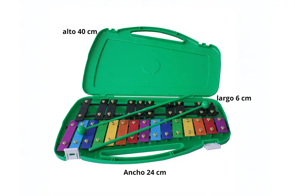 Metalófono Cromático De 25 Tonos Verde + Baqueta Adicional 4