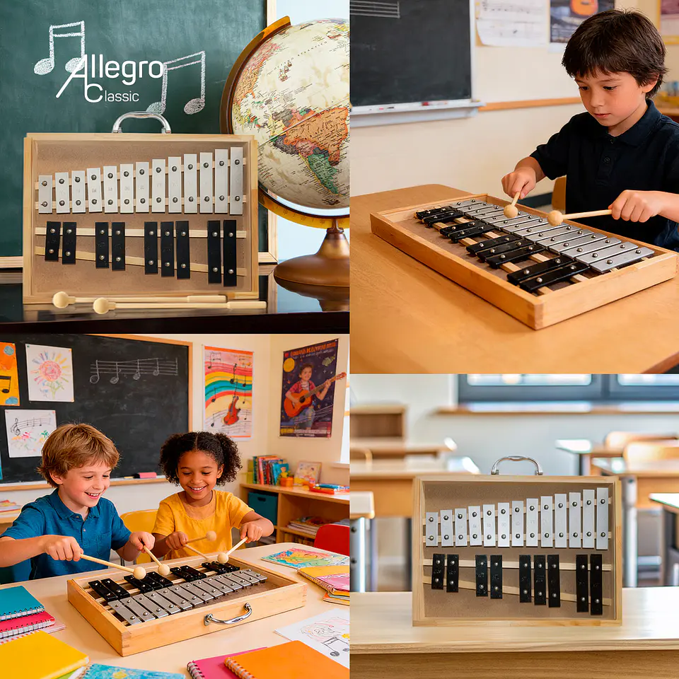 Metalófono Cromático 22 Tonos Caja Madera All22Ag 4