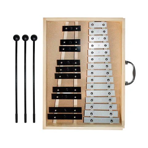 Metalófono Cromático de 25 Aluminio Caja madera All25Ag