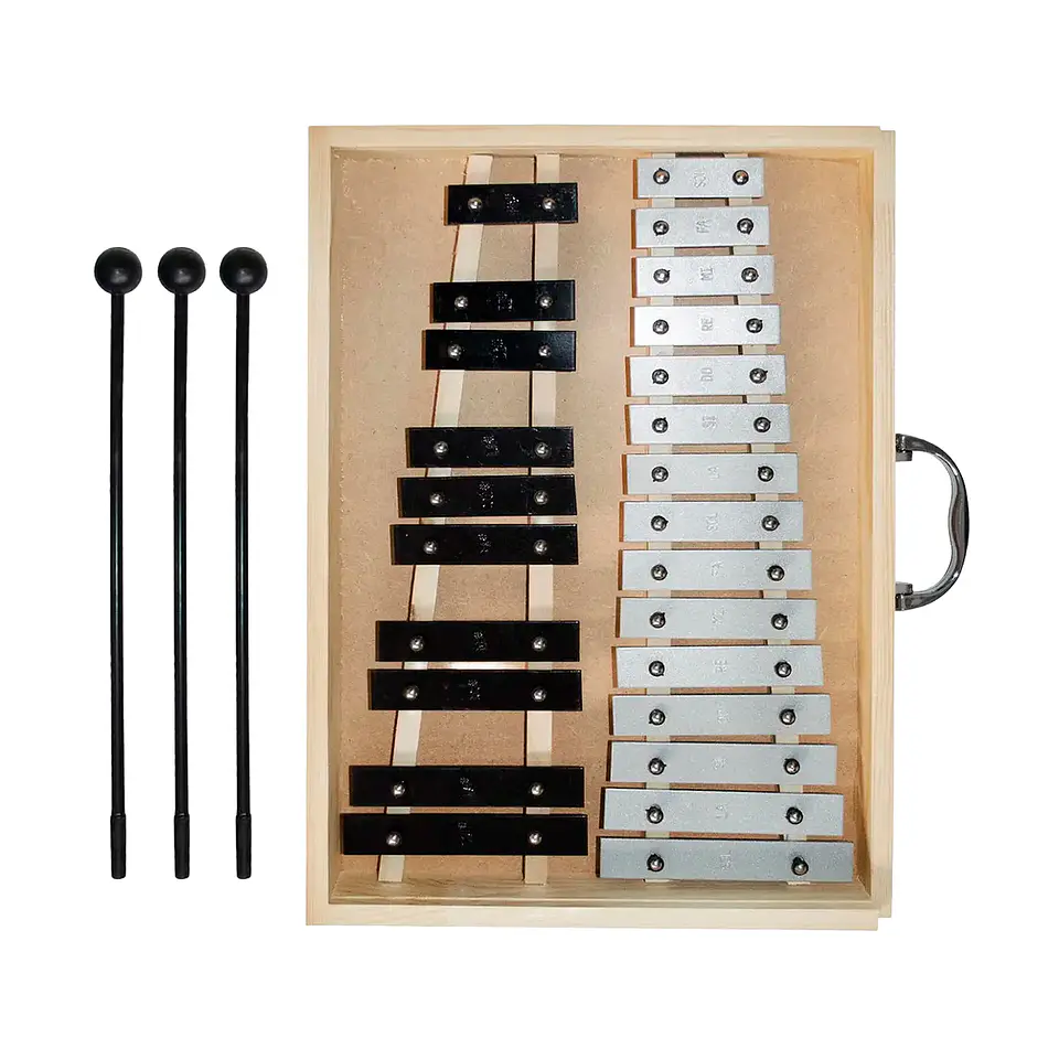 Metalófono Cromático de 25 Aluminio Caja madera All25Ag 1