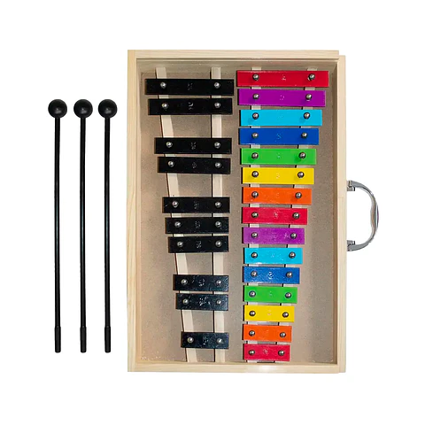 Metalófono Cromático 25 Tonos Color Caja Madera All25Sc