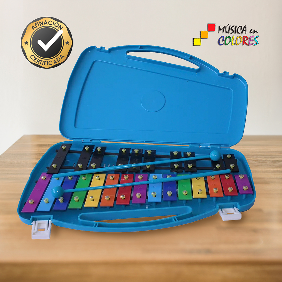 Metalófono Cromático De 25 Tonos Azul + Baqueta adicional
