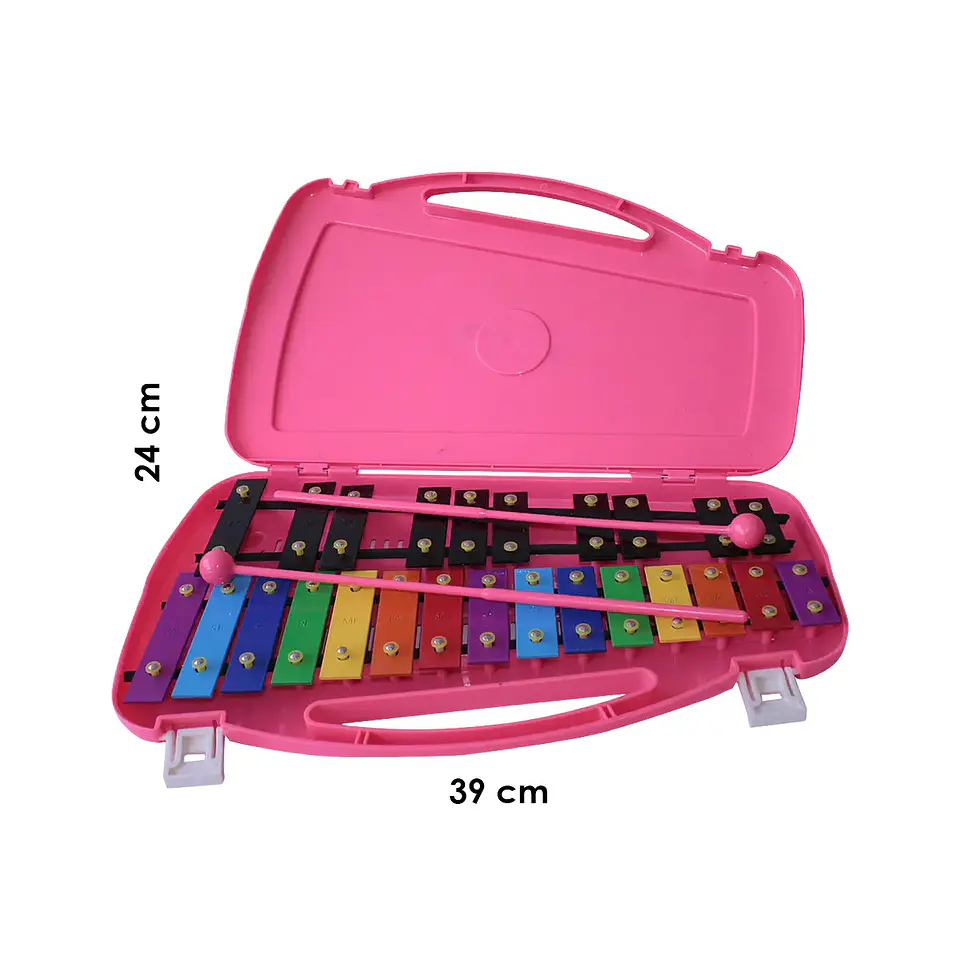 Metalófono Cromático De 25 Tonos Rosado  + Baqueta Adicional 4