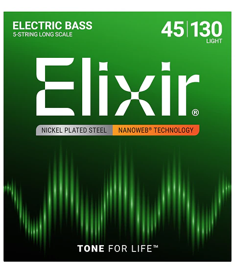 Set de 5 Cuerdas Bajo Eléctrico Elixir Acero Niquelado 45-130 14202
