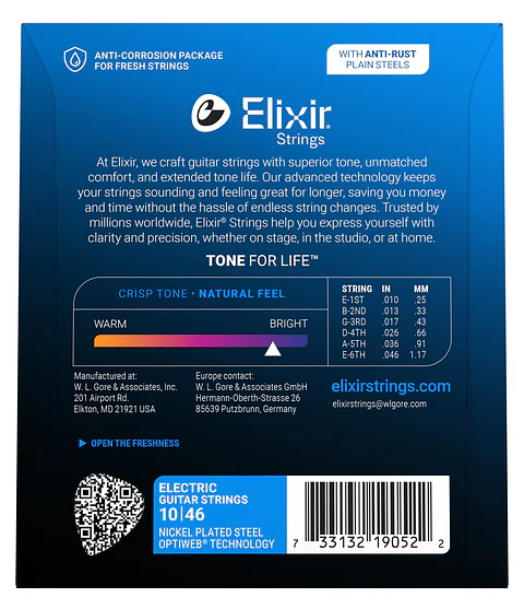 Cuerdas para Guitarra Eléctrica Elixir Optiweb Light 10-46