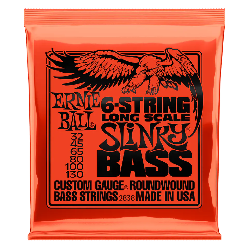 SET DE 6 CUERDAS PARA BAJO ESCALA LARGA ERNIE  BALL SLINKY NICKEL 32 - 130 1