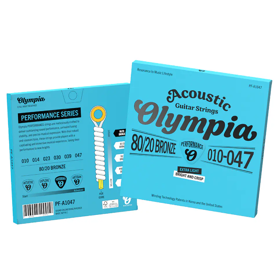 Set Cuerdas Guitarra Acústica 010-047 PF-A1047 Olympia 2