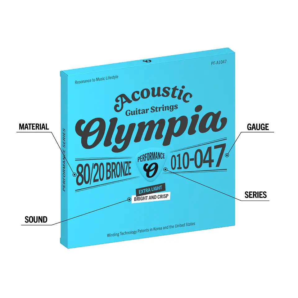 Set Cuerdas Guitarra Acústica 010-047 PF-A1047 Olympia 3