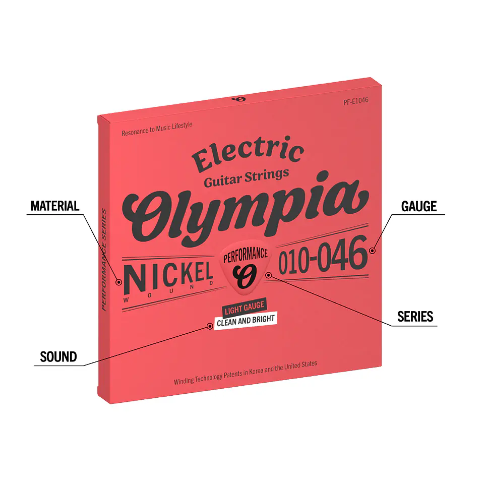 Set Cuerdas guitarra eléctrica 010-046 PF-E1046 Olympia 3