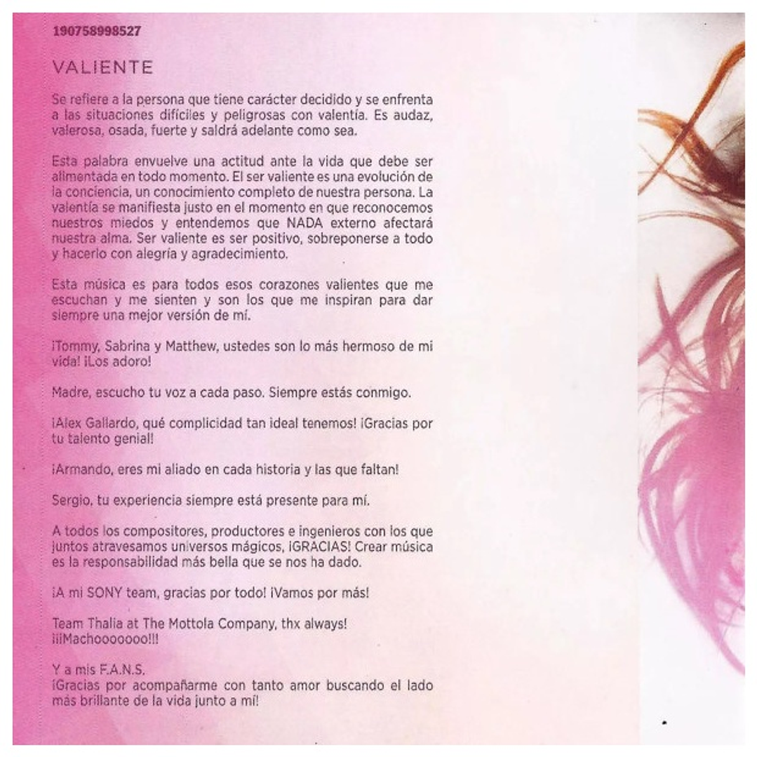 THALIA - VALIENTE / CD USADO 5