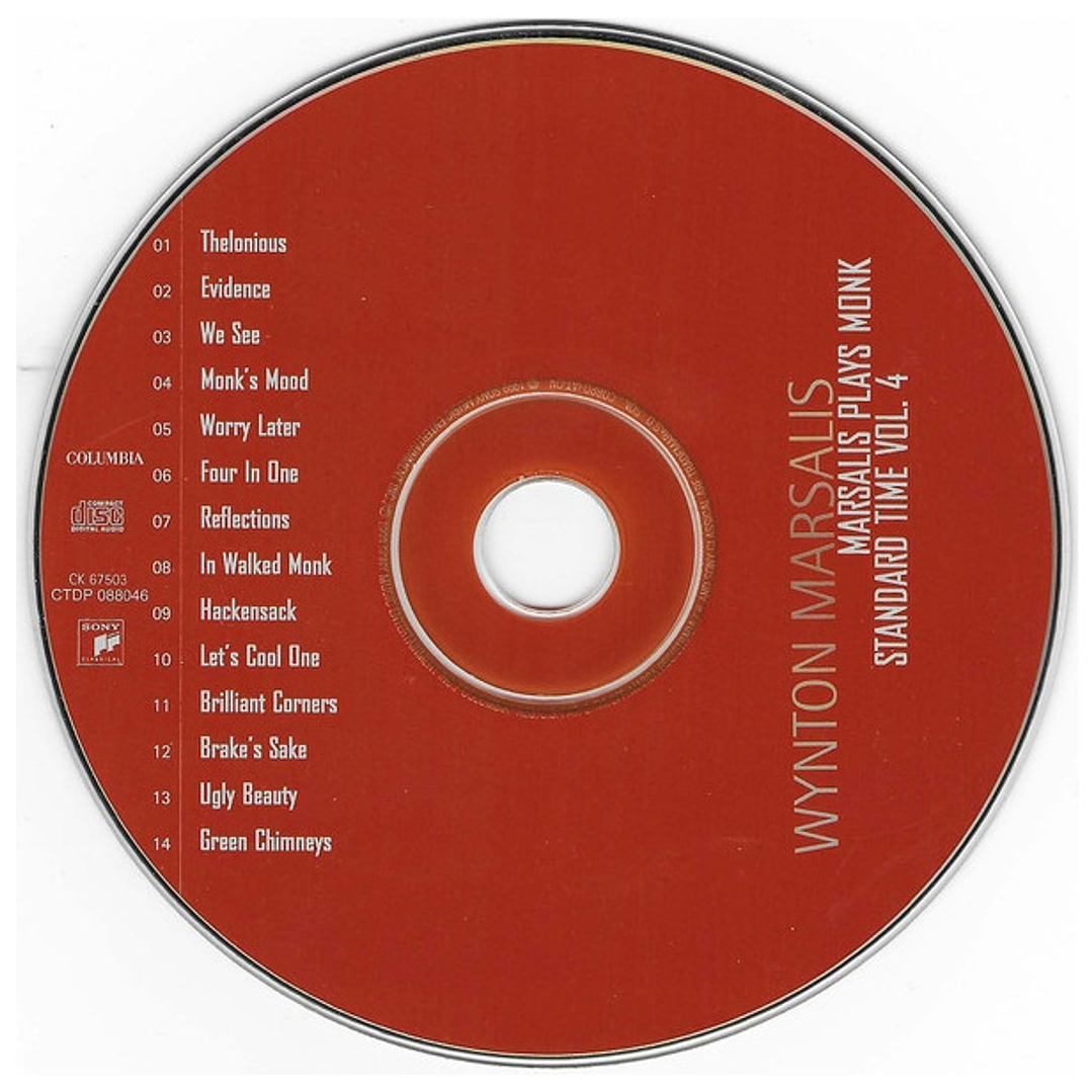 WYNTON MARSALIS - MARSALIS PLAYS MONK (STANDARD TIME VOL. 4) / CD USADO 4
