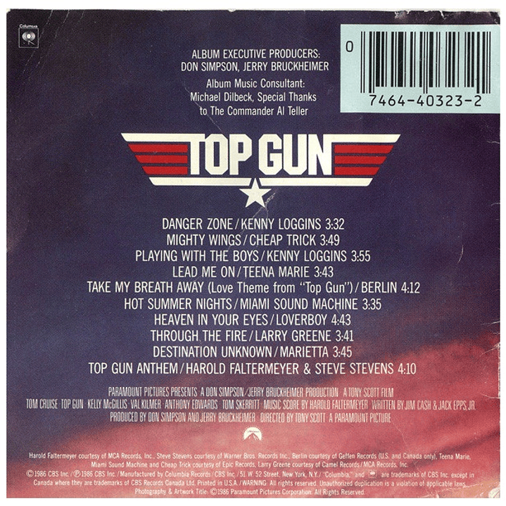 TOP GUN  - O.S.T (USA 1986) / CD USADO 10