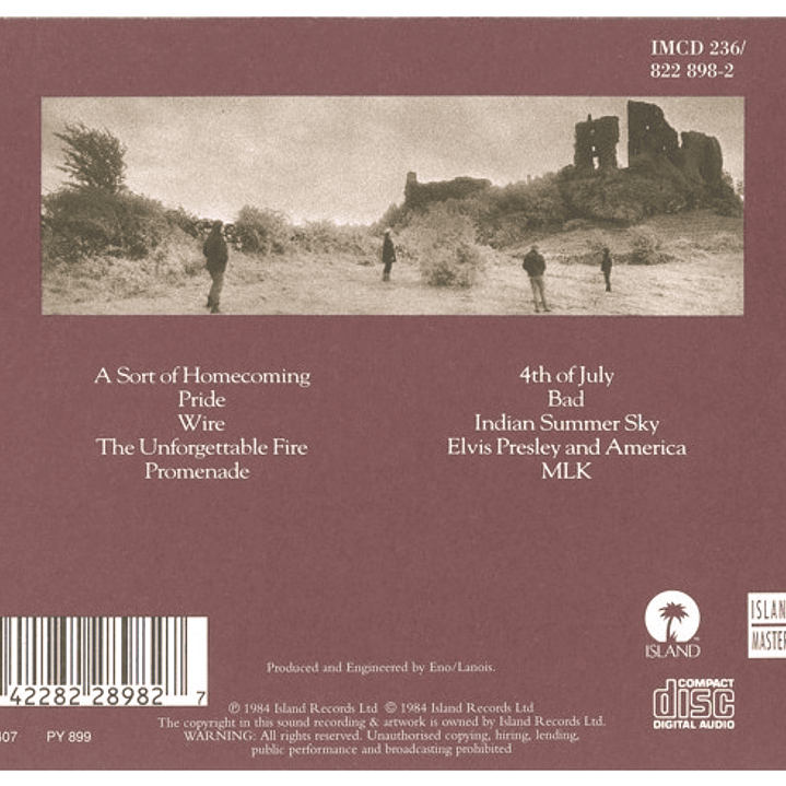 U2  - THE UNFORGETTABLE FIRE (USA 1984) / CD USADO 2