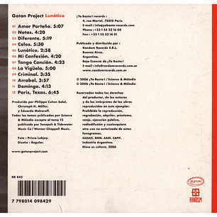 GOTAN PROJECT  - LUNÁTICO  / CD USADO