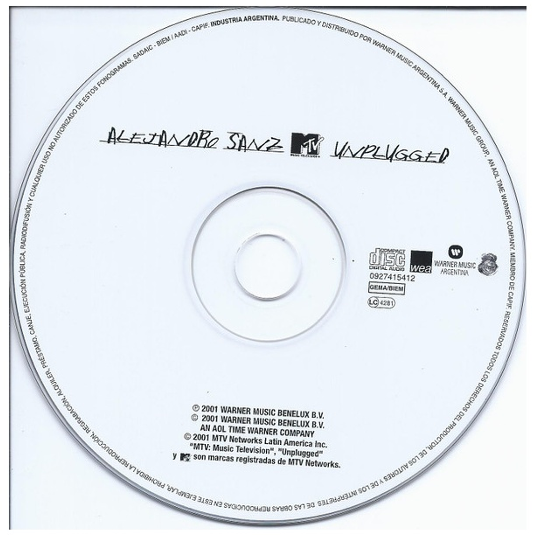 ALEJANDRO SANZ  - MTV UNPLUGGED  / CD USADO 3