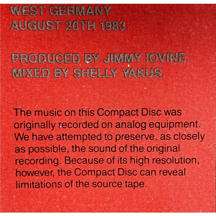 U2  - LIVE, UNDER A BLOOD RED SKY (USA 1983)  / CD USADO 8