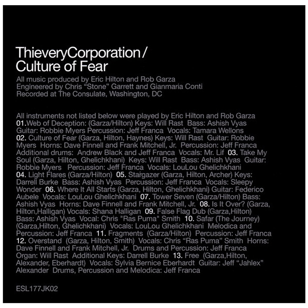 THIEVERY CORPORATION  - CULTURE OF FEAR (USA 2011) / CD USADO 6