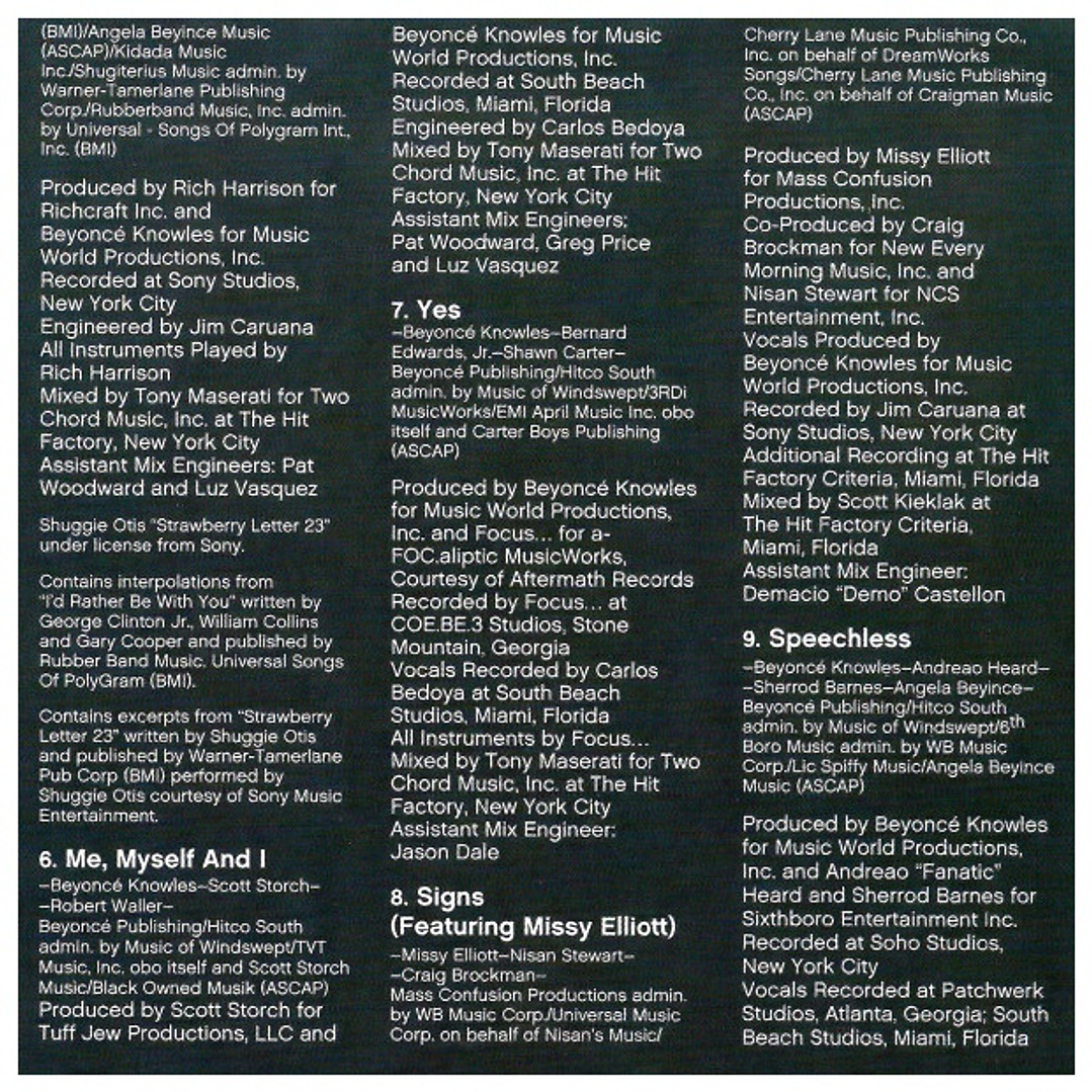 BEYONCÉ  - DANGEROUSLY IN LOVE (USA 2003) / CD USADO 8