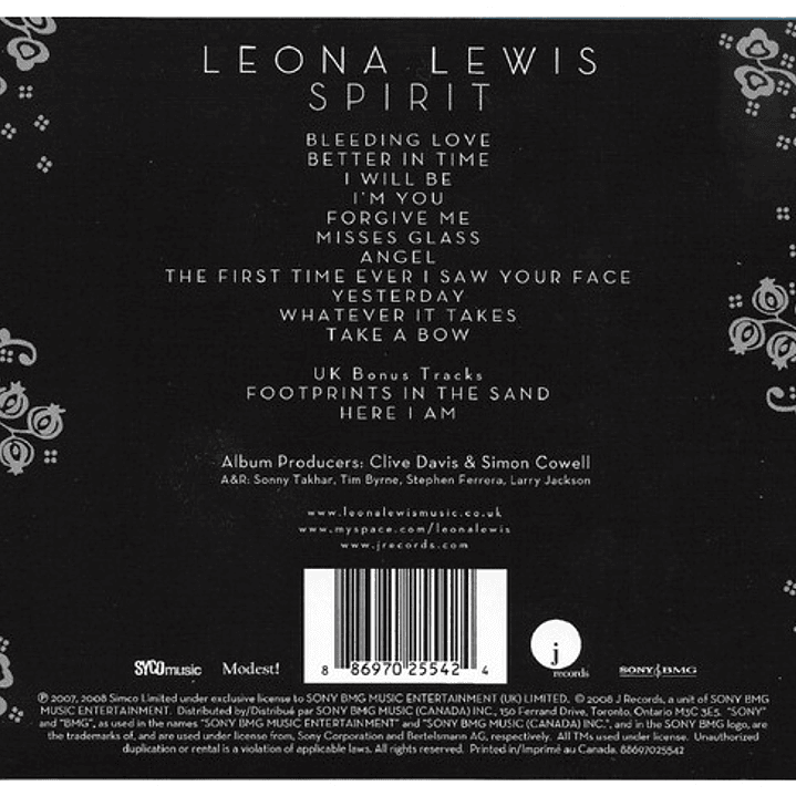 LEONA LEWIS  - SPIRIT (UK BONUS TRACKS) / CD USADO 2