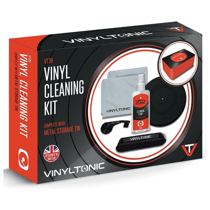 KIT LIMPIEZA DE VINILOS EN CAJA DE LATA (VINYLTONIC)  1